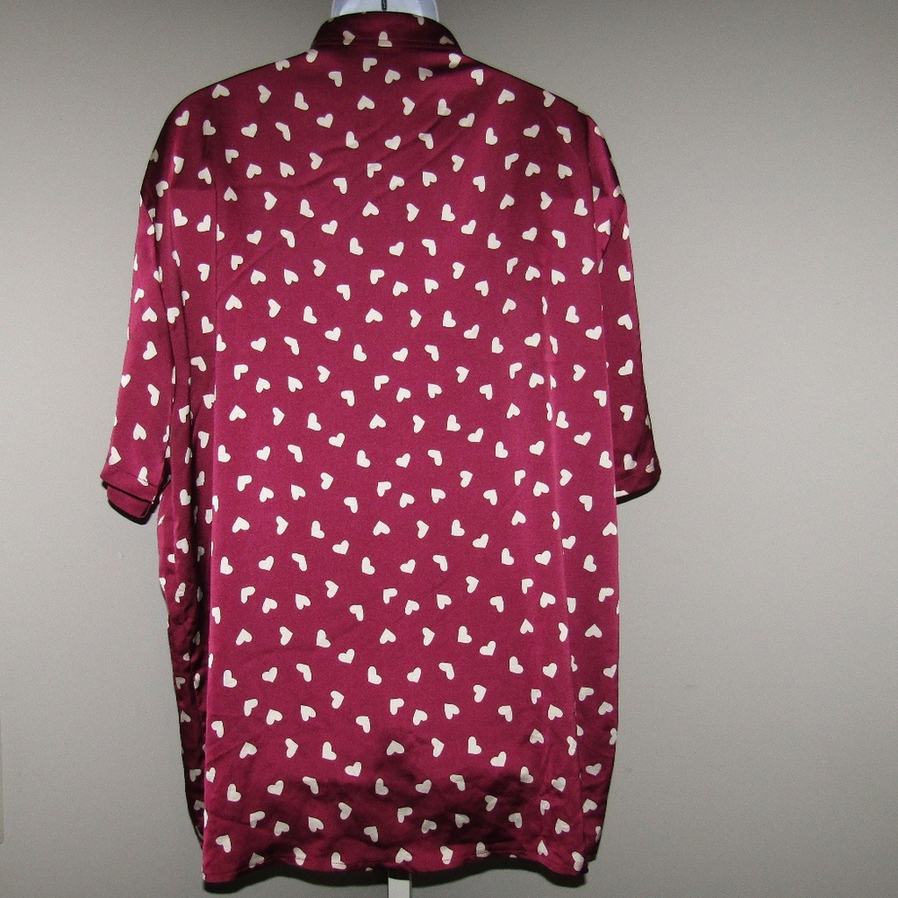 Boohoo Man Heart Shirt Burgundy White Size 4xl - Picture 2 of 6